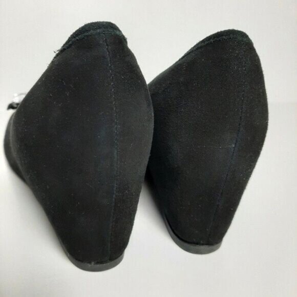 FERCA 81 Italy Jeweled Gem Suede Wedges Heels Black Shoes Sz 8.5 / Eur 39 - Picture 10 of 16